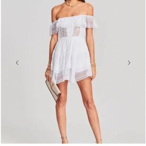 Charo Ruiz Vaiara Off-Shoulder White Lace Dress
